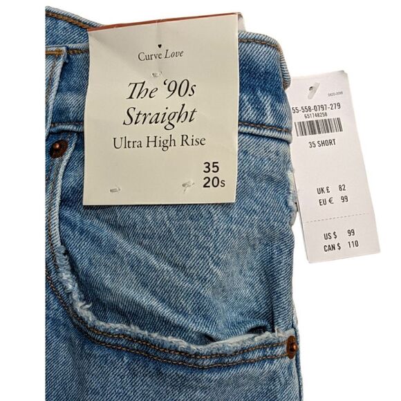 Abercrombie & Fitch The 90's Straight Ultra High Rise Jeans Size 35 Short NWT - Picture 5 of 5